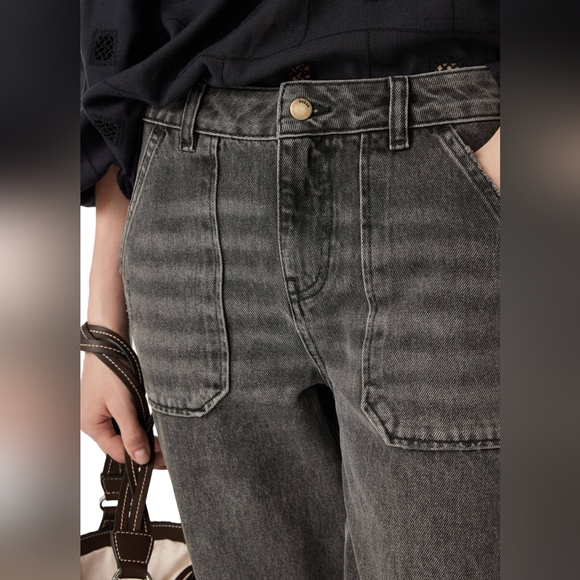 BA&SH ELLY straight leg jeans with raw hem*grey sz29 - Picture 5 of 16